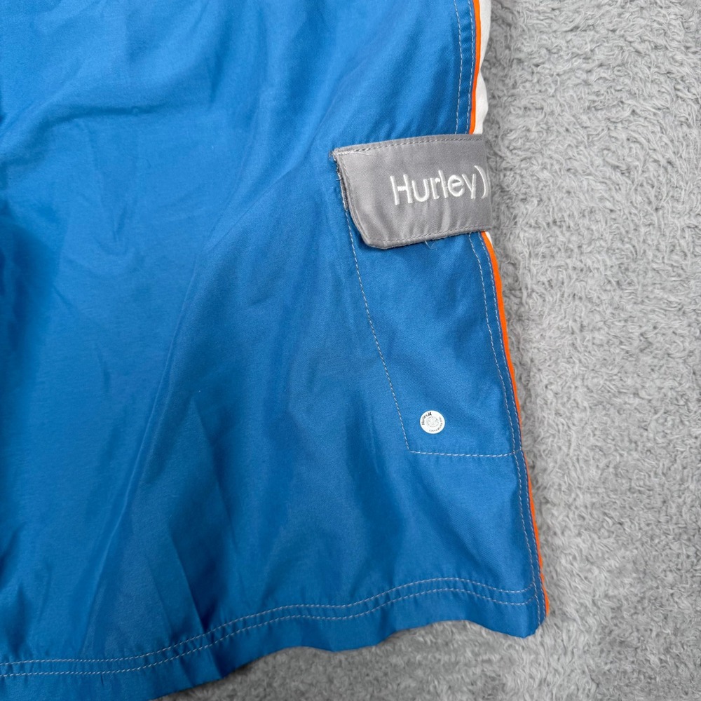 Hurley Mens Board Shorts Size 36 Grey Blue Orange Colorblock Cargo Swim Trunks - Picture 5 of 12